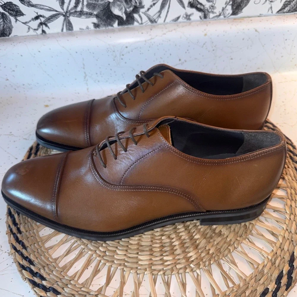 To Boot New York Adam Derrick Tan Southpoint Cap Toe Oxford Shoes Italy 11.5 M